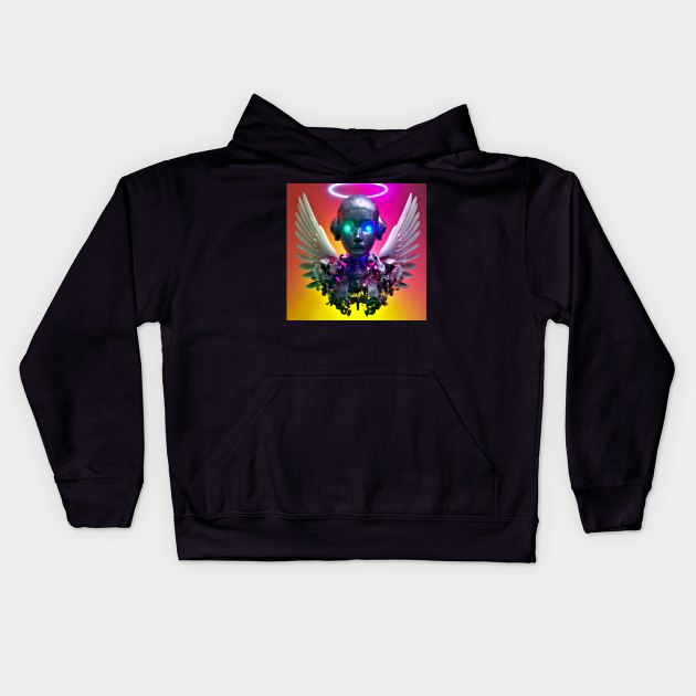 Robot Angel Kids Hoodie by inner illusion ai